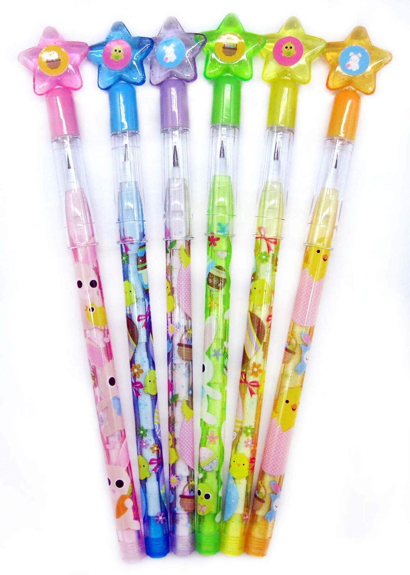 TINYMILLS Tiny Mills 24 Pcs Multi Point Stackable Push Pencil Assortment with Eraser for Easter Party Favor Prize Carnival Goodie Bag Stuffers Classroom Rewards Pinata Basket Fillers - Image 2